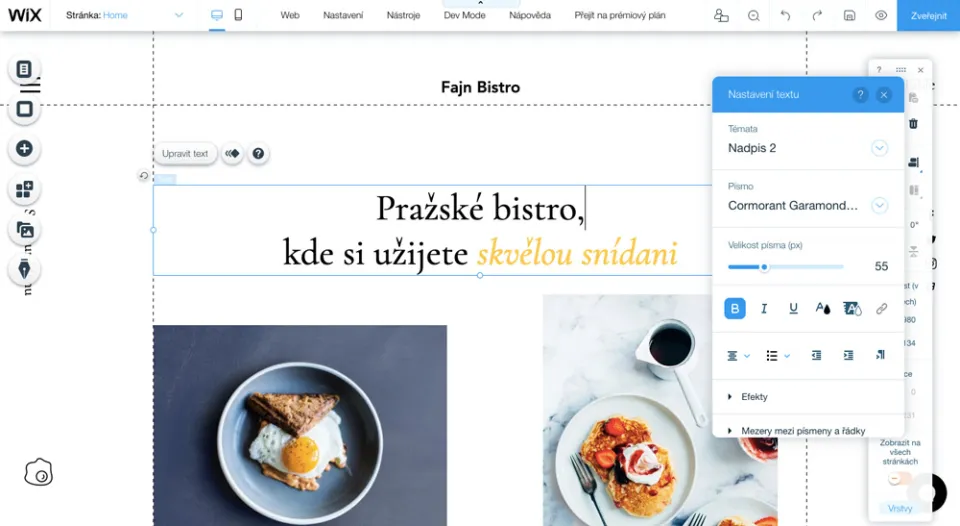 Ukázka administrace nástroje WIX (Foto: WIX)