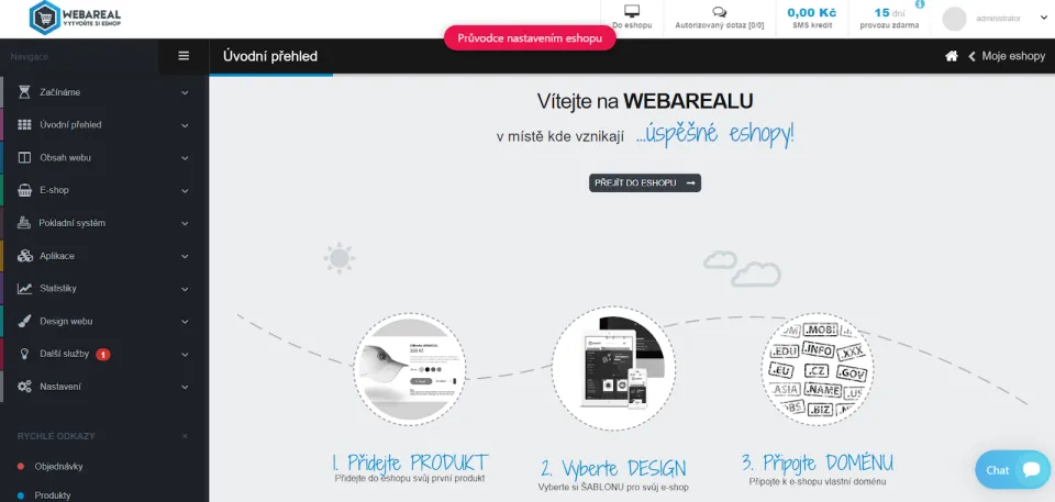 Uživatelské rozhraní Webareal (Foto: NástrojeProWeb)