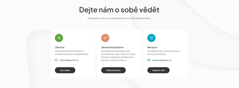 Kontaktní informace Raynet (Foto: Raynet)