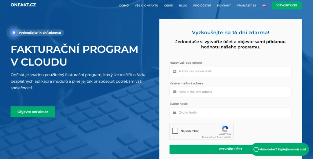 Fakturační program onFakt: Recenze 2026 (Foto: NástrojeProWeb.cz)